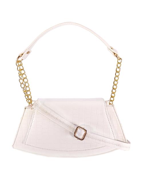 Swangle White Sling Bag for Women with Adjustable Leather Straps
