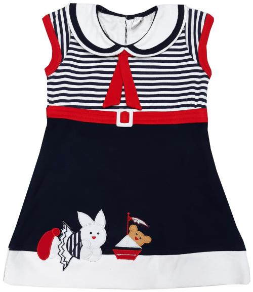 Zuvim Girl's A-line Knee Length cotton sleeveless Dress (6-7 Years, Navy )