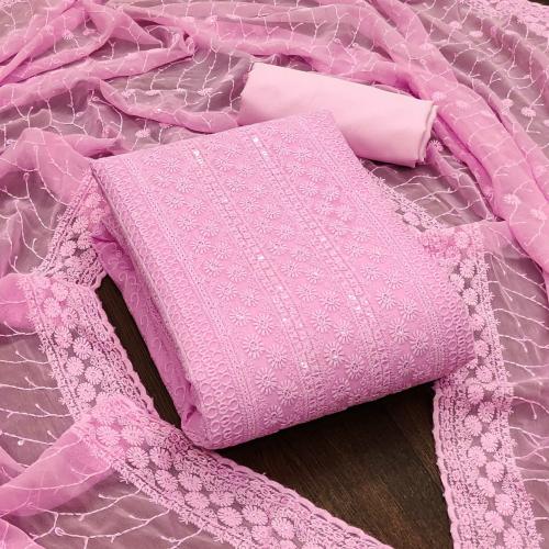 Panzora Georgette Chikankari work Salwar Suit Dress Material