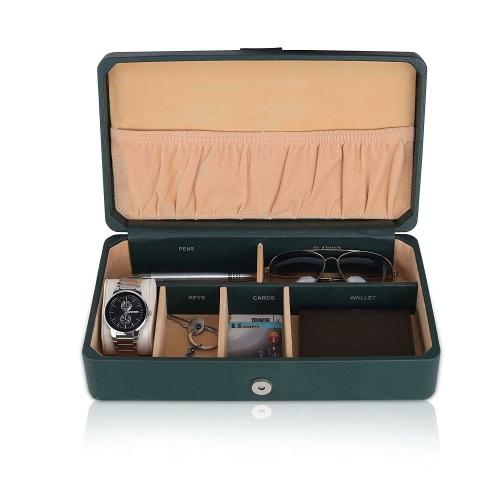 Buy Sinaea 6 Compartments Dark Green Rectangular Faux Leather Durable