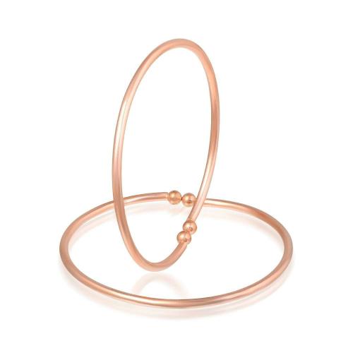 Morir Copper Coated Plain and Sober Ball Head Ends Cuff Kada Bracelet Bengals Nazariya for New Born Baby Kids Jewelry -Set of 2 (0-1 Months)