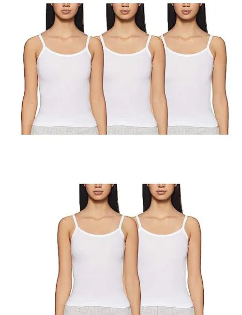 Softline White Solid 100% Cotton Camisoles & Tanks