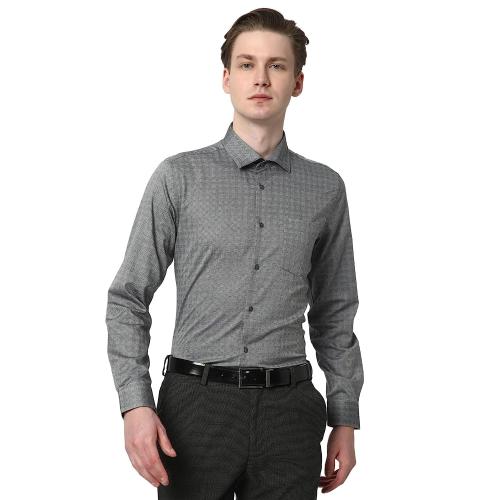Cotstyle Men Grey Checkered Luthai Supima Mercerised Cotton Full Sleeve Formal Shirt - 44