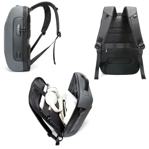 The Clownfish Grey Scratchproof Waterproof Anti-Theft Unisex Laptop Backpack with USB Port