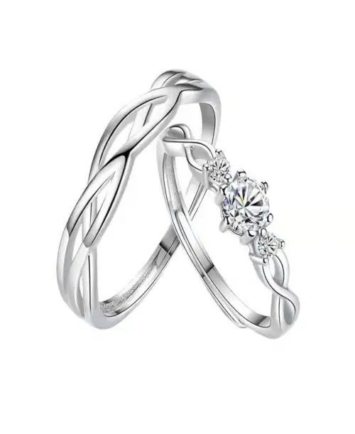 Buy BLOOMSTYLE Silver Plated Twist Ring Men / Women Couple Ring Online