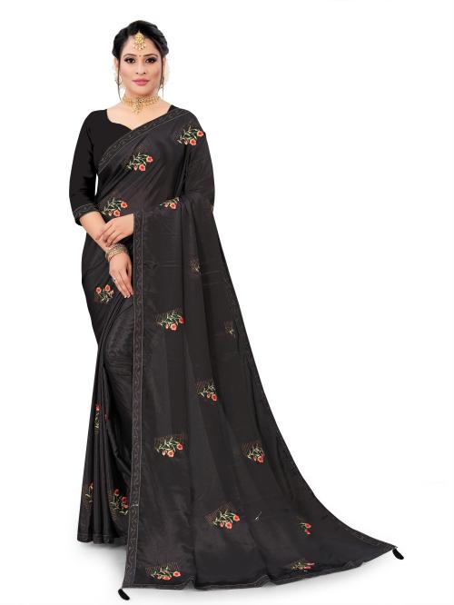 9Gaj Collection Chinon Saree with Bangalori Cotton blouse - DARK GREY