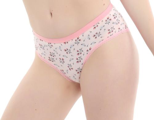 EL ELGANTE Pink Floral Printed Cotton Blend, Viscose Blend Hipster Panty| Pink Panty| Printed Women Panty| Cotton Blend Panty| Hipster Panty| Panty| Pack of 1