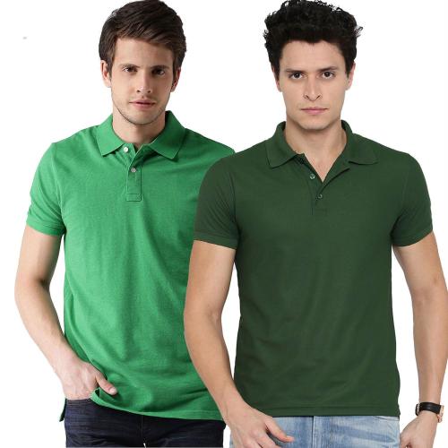 Fastoche Men Green,dark Green Polo Tshirt (Pack Of 2)