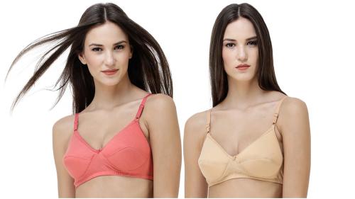 2 Pc Combo of FEMULA Monika Padded Bra for Enhancing Bust, Making it look Bigger, Attractive and Natural for Women & Girls (One Pc Each of Gajari & Skin Colour) Size 32C