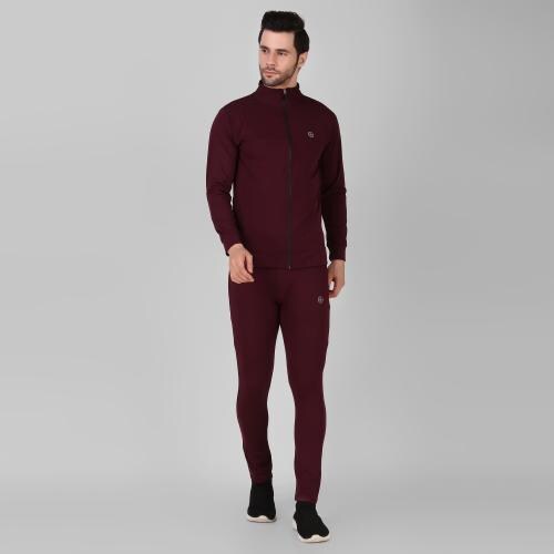 DIAZ Men's Winter Zipper Sports Gym Track Suit Set | Men's Winter Zipper Sports Four Way Lycra Track Suit | Men's Track Suit | Men's Tracksuit, Men's Tennis Track Suit Set Size 2XL Color Maroon