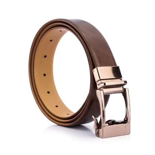 GIL Leather Belt for Men | Men’s Belt Auto lock | Formal and Casual Leather Belt | Brown | Brown Buckle - 42