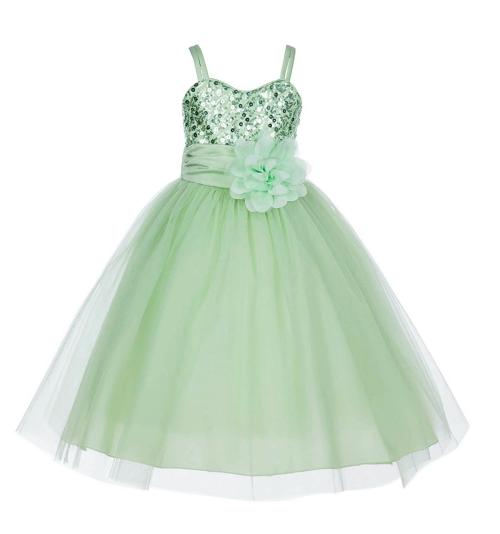 Wish Littlle Girls Green Synthetic Solid A-Line Dress - 5 Y