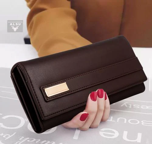 ALSU Women's Trendy Brown Hand Clutch Wallet with Phone Pocket Card Holder(shd-002br)