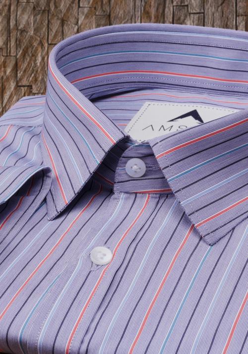 AMSUM Wonder Egyptian Giza Cotton Full Sleeved Slim Fit Striped Shirt with Pocket