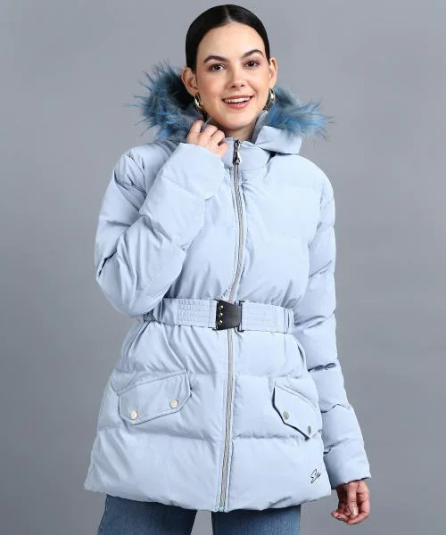 ELLIPSE Jackets for Winter Full Sleeves Womens Jackets Coat Hoodded Jackets for Girls, XXL, Blue