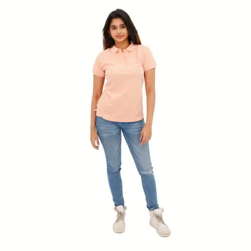 Rad Prix Womens Peach Polo T-shirt