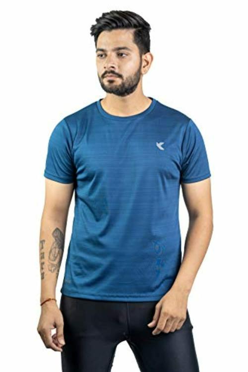 KRONOS Men Blue Polyester Blend Round Neck T-shirt