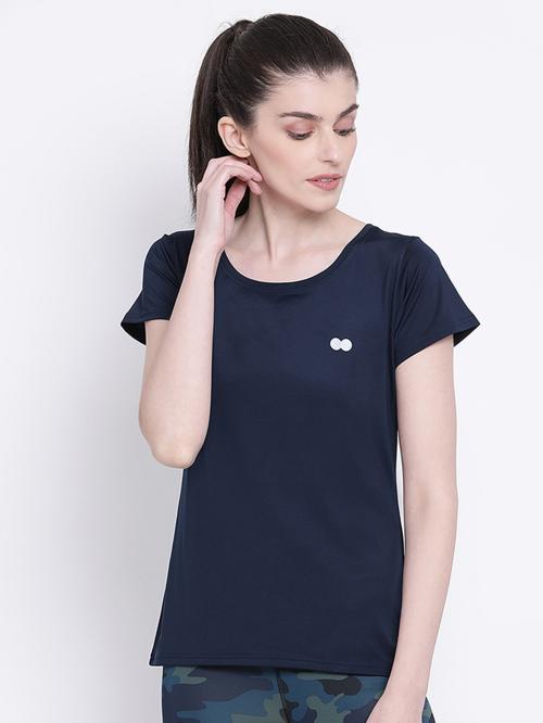 Clovia Women's Blue Graphic Print Polyester Single T-Shirt