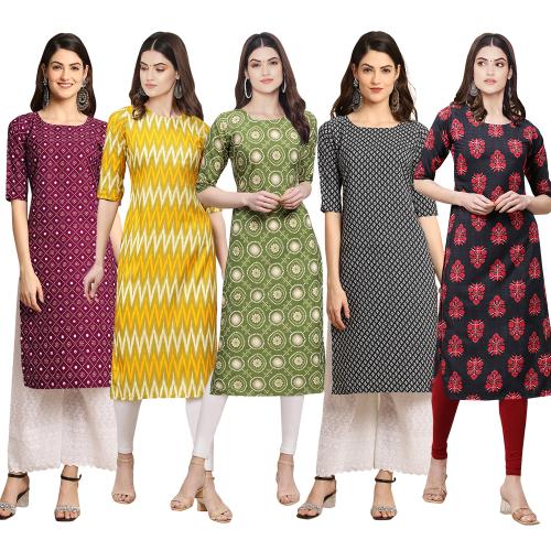 Ethnic Basket Women's Crepe Digital Print Straight Kurta{CCB-355-329-338-349-345-XXL}