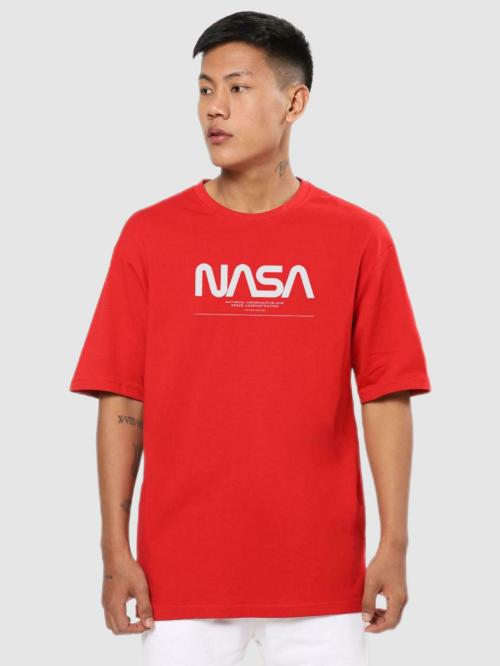 Bewakoof Men's Typographic Red Short Sleeve Round T-Shirt