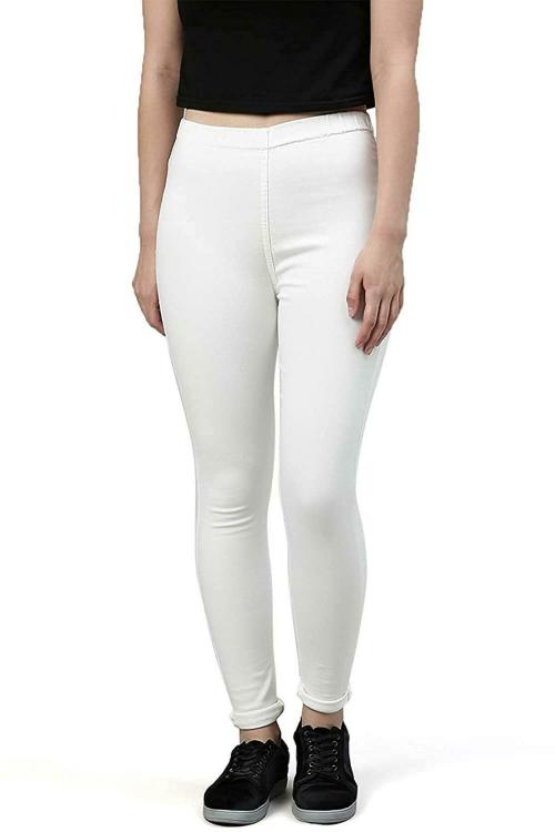 ADBUCKS Women White Denim Slim Fit Stretch Jeggings