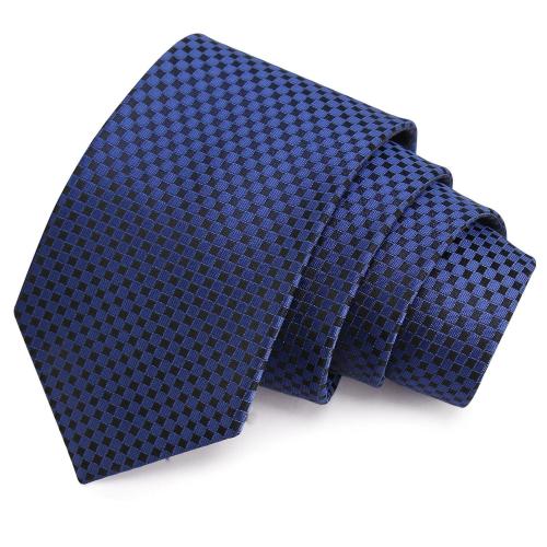 Peluche Perfect Royal Blue & Black Colored Microfiber Necktie For Men