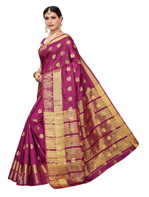 Pisara Woman's Purple Woven Design Poly Chanderi Saree - JioMart