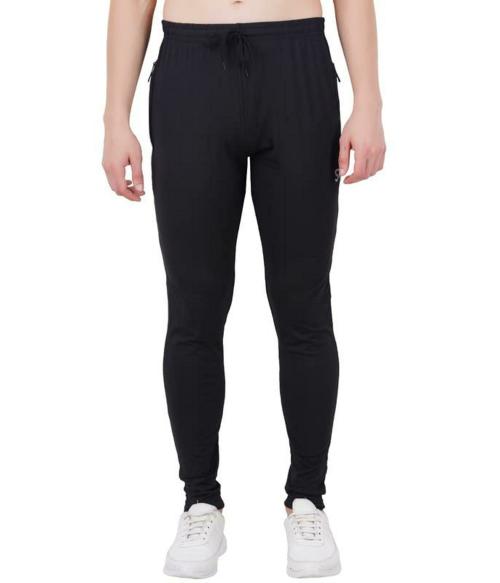 SANRIGHT Men Black Solid Lycra Track Pant (L)