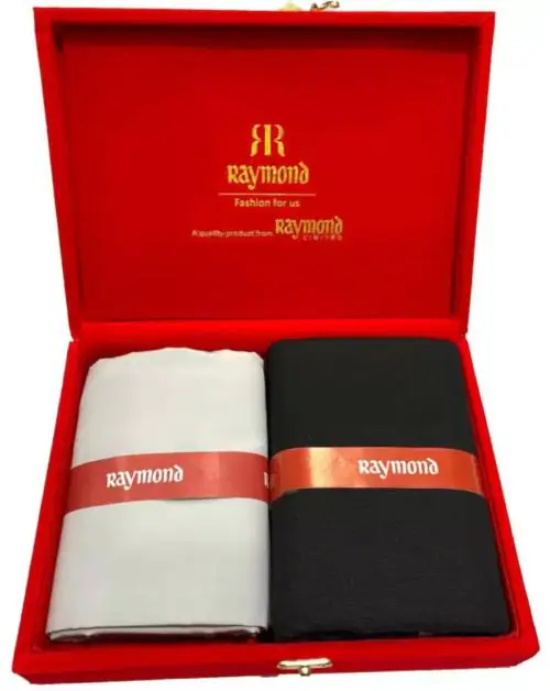 Raymond Polycotton Off White Shirt & Trouser Fabric in Velvet Box Packing (Shirt-2.50 m, Pant-1.30 m)
