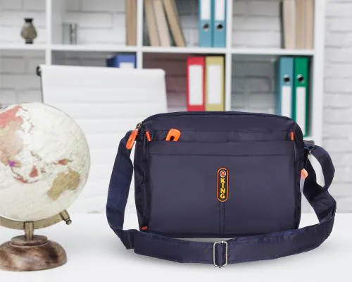 LL LEATHER LAND DESIGNER BAGS PU Nylon Messengr, Side Shoulder Bag for Men (Navy Blue)