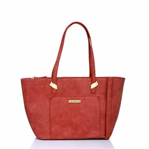 Caprese Red Faux Leather Tote Handbag