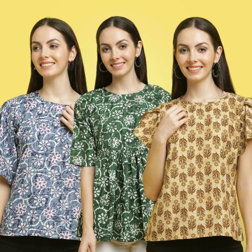 Poshyaa Tops for women western wear party wear tops for women crepe stylish combo pack 3 s to xl size