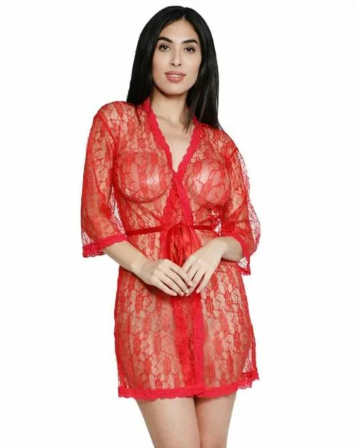 Rixcy Girls Robe Set Red Nighty