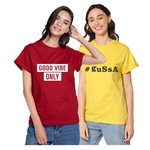 Buy kiddy star Cotton Blend Printed Half Sleeve TShirt for Women, Pack