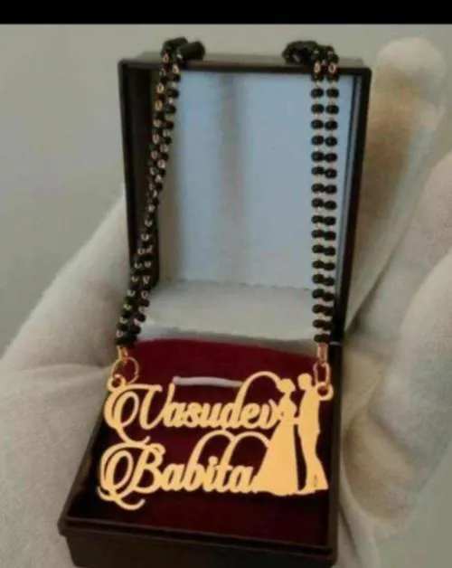 HELICX Couple Name Mangalsutra Gold plated Mangalsutra Name pendant Customized Jewelry Gifts for Women with Chain