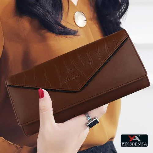 YESSBENZA Women's and Girls Elite Stylish Brown Handbags Clutches wallet purse