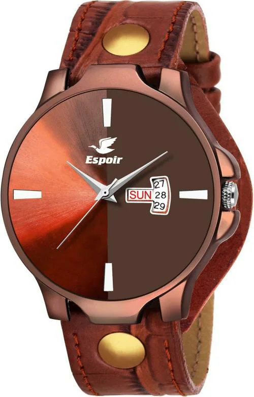 Espoir Men Brown Dial Brown Strap Analog Watch