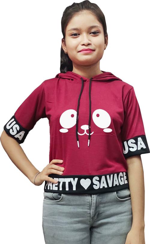 Locavestir Girls Multicolor Printed Cotton Blend Ruffeld Top (12-13Y)