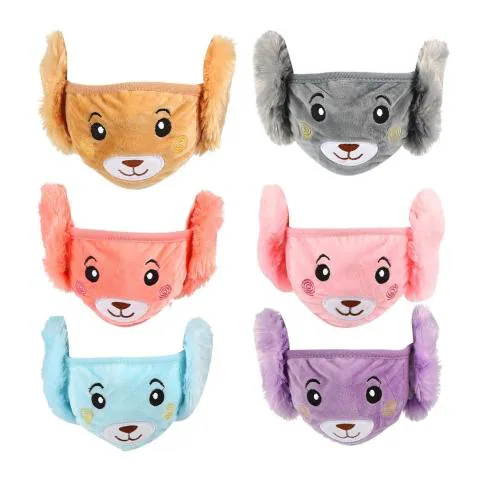 Cotson Girls/Boys Warm Winter Face Mask with Plush Ear Muffs Ear Covers Pack of 6 (Size 3-13 Years)