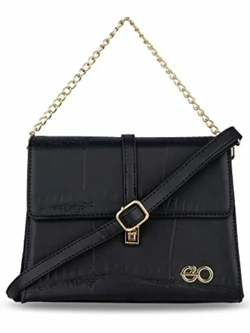E2O Women's Black Polyurethane Sling Bag