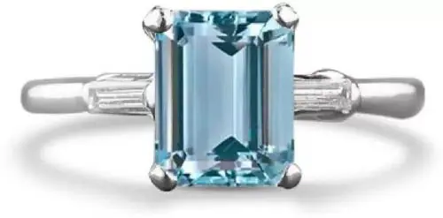 Chopra Gems & Jewellery Brass Aquamarine Stone Ring (Men and Women) - Free Size