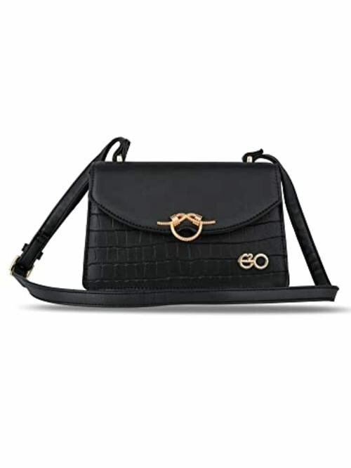 E2O Women's Black Polyurethane Sling Bag