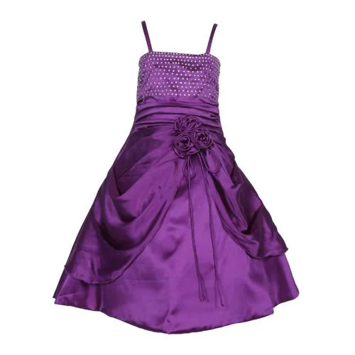 Wish Littlle Baby Girl Purple Satin A-Line Fit And Flare Dress - 12 Months-24 Months