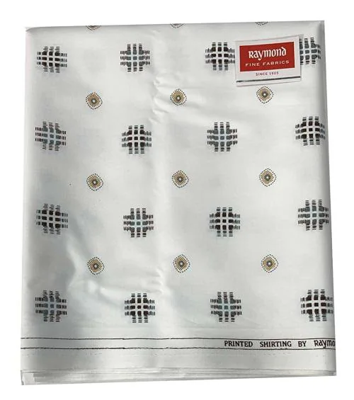 Raymond White Printed Cotton Shirt Fabric