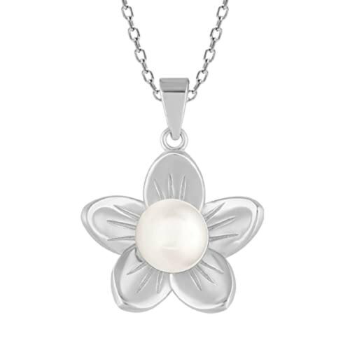 Giva Sterling Silver Floral Pearl Pendant For Women