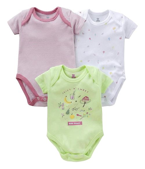 I Bears Half Sleeves Onesies Set Pack of 3, 0-3 Months | Baby Clothes | Baby Boys / Baby Girls | 100% Cotton | Baby Rompers Sets | Infant Clothes | Overalls | Jumpsuits IB6-177