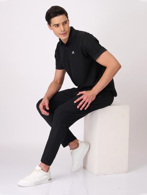 Clans & Hans Men's Polyester Regular fit Black Trackpant_Black_XL