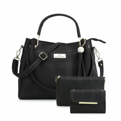 BFT Prime Black Handheld Bag Combo 3 Set for Girls/Women's