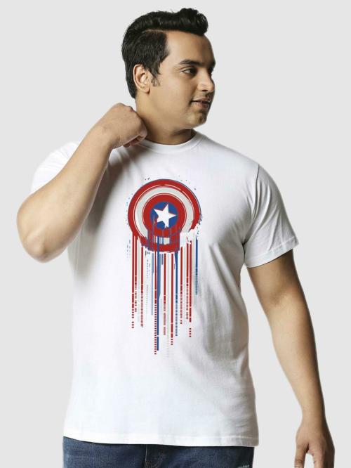 Bewakoof Men Captain America Graphic White Short Sleeve Round Neck T-shirt