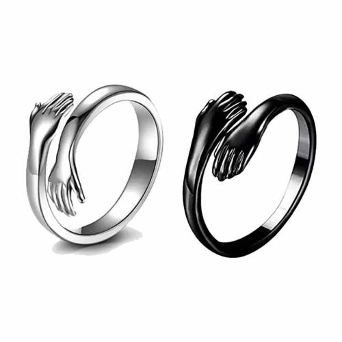 SILVER SHINE Love Gesture Couple Hands Heart Hug Me Thumb Finger Ring